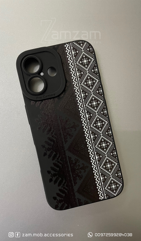 كفر اسود تطريز   (iPhone 16)